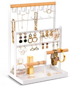 ProCase Schmuckständer mit 15 Haken für Halsketten und Armbänder - Schmuckaufbewahrung - Weiss