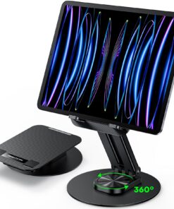 OMOTON 360° Schwenkbarer Tablet Ständer für den Schreibtisch mit Verstellbarer Metallbasis & Ergonomik, Passend für iPad