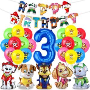 Patrol Geburtstag Deko 3 Jahre + Paw Dog Luftballons + Happy Birthday Banner für 3 Jahre Hund Patrol Party