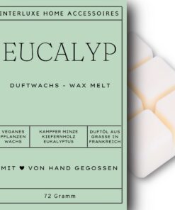 Interluxe Eukalyptus angenehm duftend Waxmelt für Aromalampe 100% pflanzlich Indoor Melts