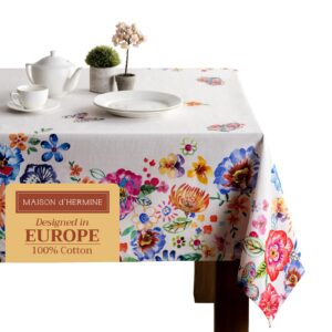 Maison d'Hermine – Baumwollige Tischdecke – Happy Florals für den Sommer – Oekotex Standard 100