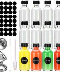 12-Shot Mini Glasflaschen zur Befüllung von ätherschen Ölen und Ingwer Shott, kleine Schnapsflaschen mit Deckel und Tric
