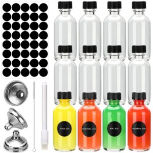 12-Shot Mini Glasflaschen zur Befüllung von ätherschen Ölen und Ingwer Shott, kleine Schnapsflaschen mit Deckel und Tric