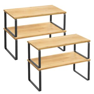 SONGMICS Gewürzregal, Küchenregal, erweiterbar und stapelbar, für Küchen-Organizer, tintenschwarz-naturbeige, 19,5 x 39,