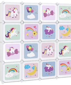SONGMICS Weißes Regalsystem LPC906W01, Aufbewahrungsschrank mit 16 Würfeln für Kinder, Schuh- und Spielzeugordner