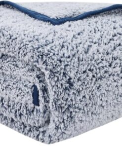 EMME Sherpa Decke Kuscheldecke Flauschig - Dicke, Elegant und Warm für Sofa und Bett (Navy Blau, 150x200cm)