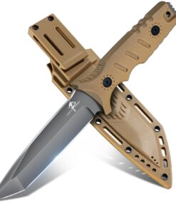 -purple DragonOutdoor MesserSurvival Messer mit Kydex Scheide, Feststehende Klinge aus D2 Stahl, Full Tang Bushcraft Mes
