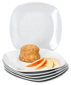 MamboCat Lotta 6er Set weiße Porzellan-Kuchenteller für 6 Personen vielseitig für Frühstück Salat Dessert Fingerfood
