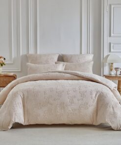 Wajade Bettdecke 200x200 Beige ohne Bezug 4 Jahreszeiten warm Waschbar Ganzjahresdecke mit Kissenbezug 80x80cm