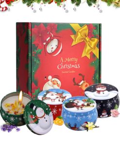 Weihnachts Duftkerzen Geschenkset, 50mL Sojawachs Duftkerzen Geschenk Set, perfekt für Geburtstage und Weihnachten