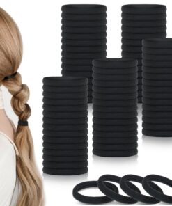 SEO-Titel: 100 Stück schwarze nahtlose elastische Haargummis für Frauen und Mädchen - Pferdeschwanz-Halter 3,8 cm