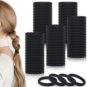 SEO-Titel: 100 Stück schwarze nahtlose elastische Haargummis für Frauen und Mädchen - Pferdeschwanz-Halter 3,8 cm