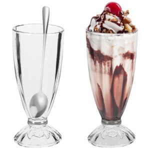 Hejo 2 Stück Eisbecher Glas, 360ml Wiederverwendbar für Cocktails und Desserts mit Löffeln