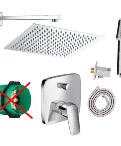 Hansgrohe Logis vanvilla Duschsystem mit Einhebelmacher und Regendusche poliert | Hansgrohe vanvilla Einhebelmischer Du