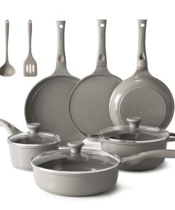 Redchef Induktionstopfset für Küchenmänner und Küchenfrauen - 11-teiliges Keramiktöpfenset mit Glasdeckeln, PTFE- und PF