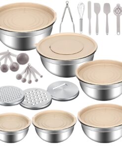 Luziyun Großes Salatschüssel Mit Deckel Edelstahl Spezialfach Großportionen Küche/Backen Kochen Spülmaschinenfest Reiben