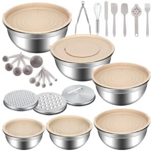Luziyun Großes Salatschüssel Mit Deckel Edelstahl Spezialfach Großportionen Küche/Backen Kochen Spülmaschinenfest Reiben