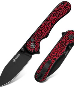 NedFoss FORTUNE Klappmesser für Outdoor Aktivitäten mit Button-Lock und Aluminium-Griff