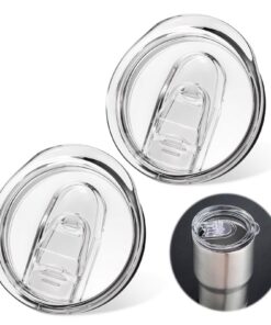 Cobee 2 Stück Ersatzdeckel für Tumbler + Reisebecherdeckel mit Kunststoff Schiebedeckel + Transparenter Kunststoffdeckel