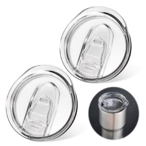 Cobee 2 Stück Ersatzdeckel für Tumbler + Reisebecherdeckel mit Kunststoff Schiebedeckel + Transparenter Kunststoffdeckel