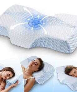 Orthopädisches Memory-Schaum Kissen zum Schlafen, zervikales Linderungsnackenstütz Kissen für Nackenschmerzen, waschbare