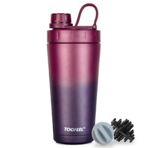 TOOFEEL Doppelwandige Edelstahl Shaker Flasche – hält kalt/heiß, perfekt für Protein-Shakes im Fitnessstudio und Workout