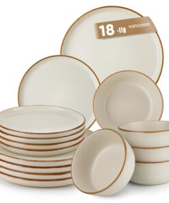 vancasso RENO Geschirrset 6 Personen 18-teilig Steingut Kratzfest Spülmaschinenfest Beige