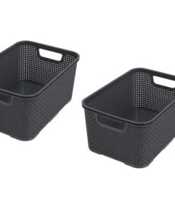 BranQ Home Essential Rattan Korb 2er Set anthrazit L 19l