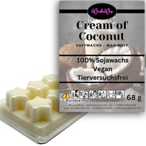 WonderWax Cream of Coconut Duftwachs Wax Melts für Duftlampe, 6 Sterne Duftmelt Wachsmelt Sojawachs Duftwachswürfel für