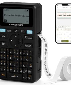 SUPVAN E11 Etikettendrucker Deutsches Layout, QWERTZ Tastatur, 1 Rollo Endlos-Etiketten, perfekt für Schule, Büro und Zu