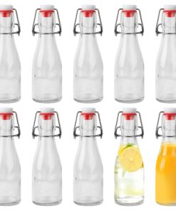 10er Set 150ml Glasflaschen mit Bügelverschluss - Wiederverwendbar für Saft, Öl & Essig