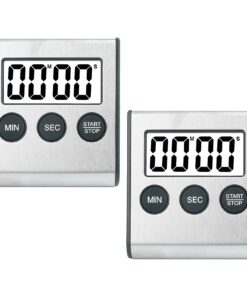 2er Set Digitaler Küchentimer mit Magnet für Kochen & Studium - Kompakt 6.5 x 1.4 x 7.0 cm