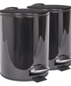 Harbour Housewares 2x 5L Schwarz Edelstahl Treteimer mit Schwingdeckel - Klein Schlank