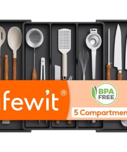 Lifewit Besteckkasten Erweiterbar auf 69 cm Tiefe 47 cm verstellbarer Küchen Organizer