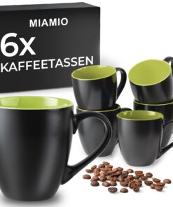 MIAMIO - 6 x 350 ml Kaffeetassen/Kaffeebecher Set - Modernes Tassen Set für Kaffee-Liebhaber - Tasse Set 6er Le Papillon