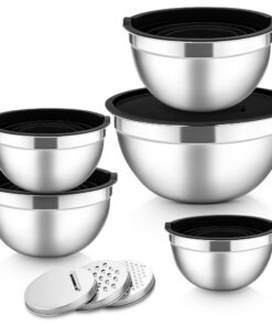 Herogo Rührschüssel 5er Set Schwarz zum Zubereiten/Backen/Servieren Ablagefest und luftdichtvelopiert