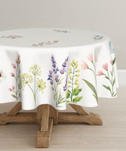 Artoid Mode Blumen Pflanzen Löwenzahn Frühling Tischdecke Rund 140 cm - Sommer Fleckschutz DEKO для Küche und Party - OE