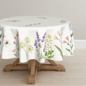 Artoid Mode Blumen Pflanzen Löwenzahn Frühling Tischdecke Rund 140 cm - Sommer Fleckschutz DEKO для Küche und Party - OE