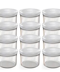 Oputec 12 x 230 ml weiße Einmachgläser mit Schraubdeckel – Perfekt für Marmeladen & Konfitüren