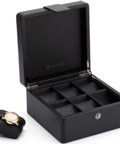 Vlando Uhrenbox für Herren, Kunstleder, Perfekte Aufbewahrung für 6 Uhren, Organisator, Geschenkkoffer | Vlando Uhrenbo
