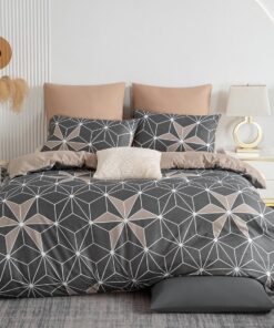 Bettwäsche 155x220 Grau Geometrisch - Bügelfrei & Knitterfrei Microfaser Bettgarnitur mit Reißverschluss