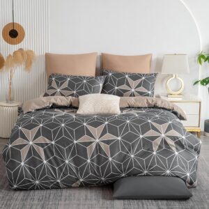 Soifox Bettwäsche 155x220 Grau - Bügelfrei & Knitterfrei - Modern für jede Nacht - Microfaser Bettbezug mit Kissenbezug