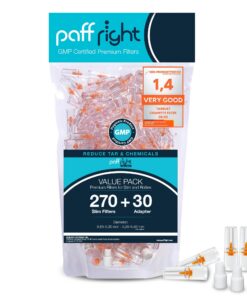 Paff Right Slim 270+30 Anti Teerfiltersätze, Filter für Zigaretten, Slim Zigarettenspitze - 5,25 mm bis 6 mm