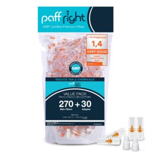 Paff Right Slim 270+30 Anti Teerfiltersätze, Filter für Zigaretten, Slim Zigarettenspitze - 5,25 mm bis 6 mm