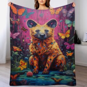Hyäne Superweiche Flanel Wohndecke, Flauschig Kuschelig, Für Couch und Bett 140x180cm