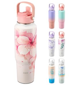 THILY Edelstahl-Sportwasserflasche, 36-Stunden-Kältespeicherung, geeignet für Outdoor-Activity, vakuumisoliert, 40 oz, K