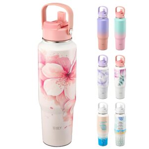 THILY Edelstahl-Sportwasserflasche, 36-Stunden-Kältespeicherung, geeignet für Outdoor-Activity, vakuumisoliert, 40 oz, K