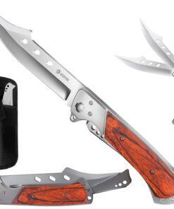 NEDFOSS FA50 Scharfes Klappmesser, 14cm Taschenmesser mit Rosenholz Griff, legales Großes Jagdmesser für Sammler & Gesch