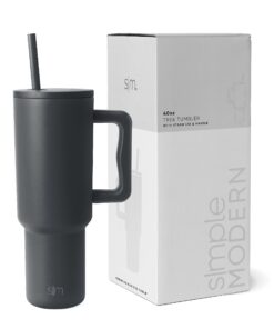 Simple Modern Thermobecher Trek 1180ml Graphite | Isolierter Edelstahl-Trinkbecher mit Strohhalm und Griff | Geschenke f