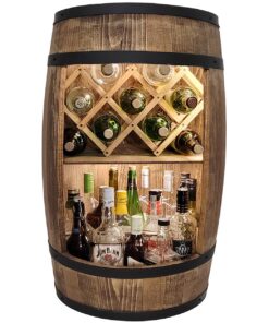 weeco Fassbar mit LED Beleuchtung & Weinhalter 80cm Dunkelbraun
